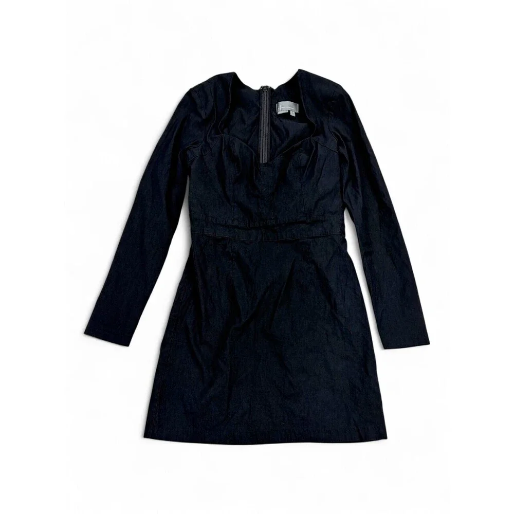 Anthropologie Black Long‎ Sleeve Mini Dress Size 8